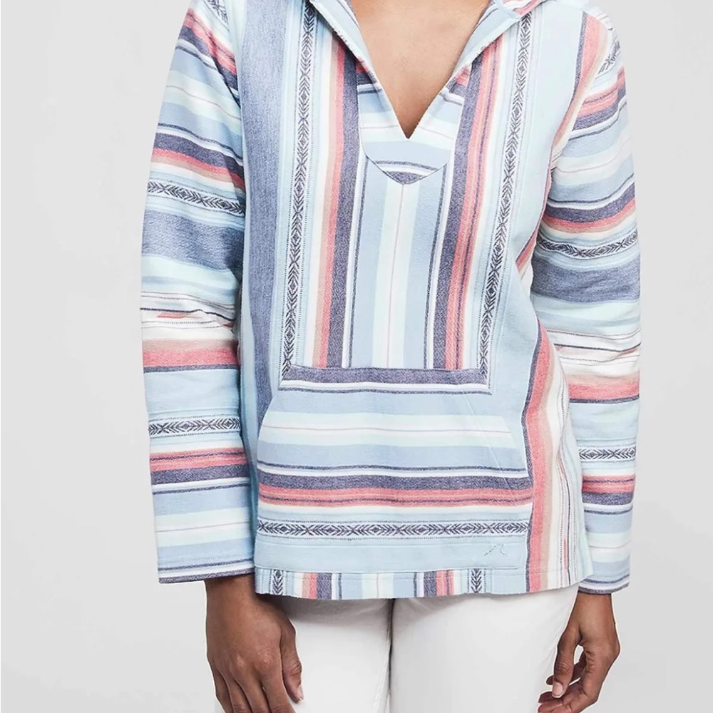 Faherty Women's Baja Poncho Hoodie Beach Sierra Paradise Organic Cotton Medium